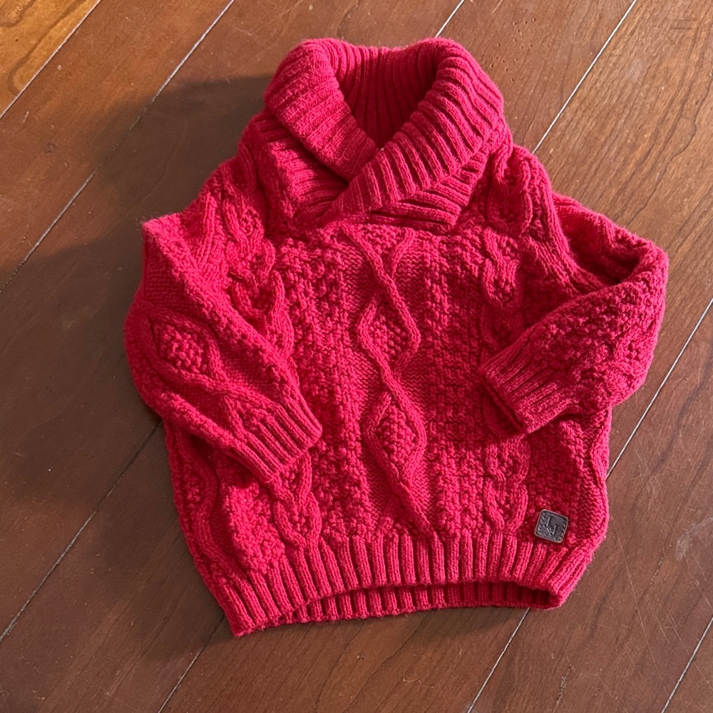 Janie and Jack Vibrant Red Cable Knit Sweater